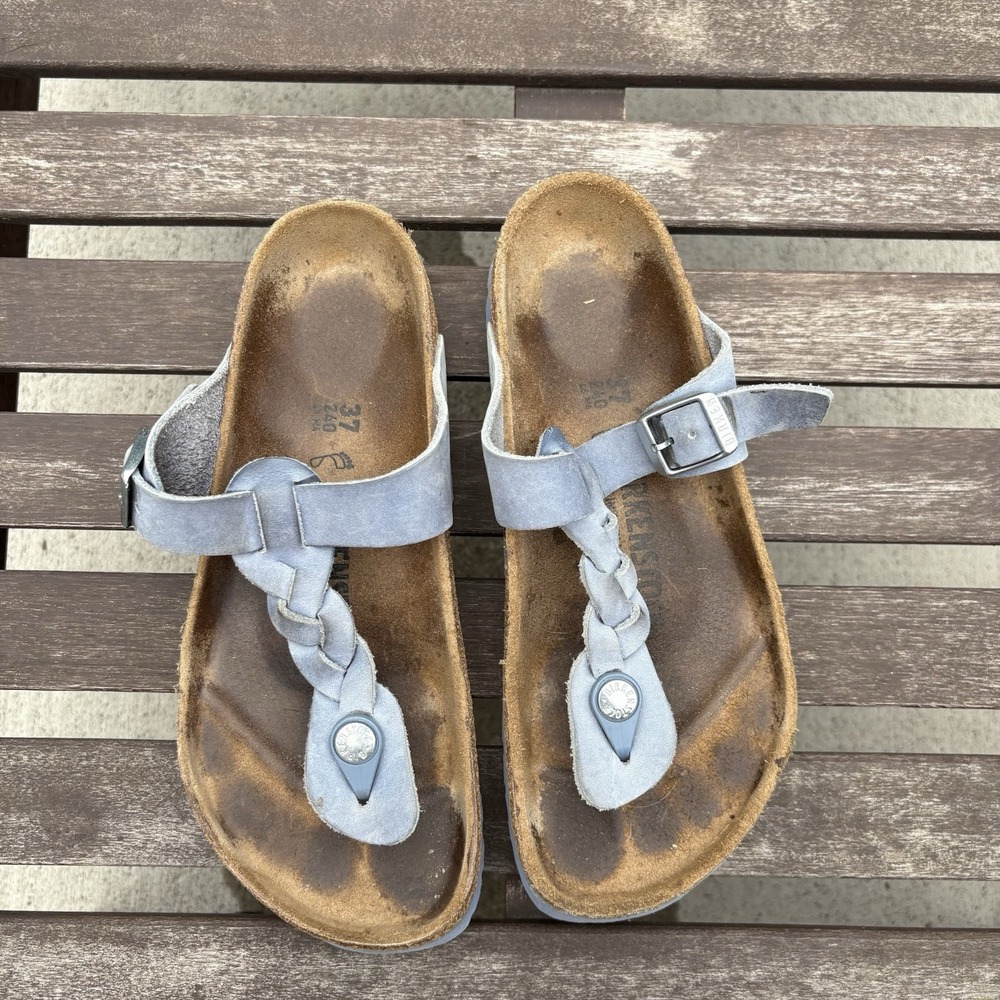 BIRKENSTOCK Womens Dusty Blue Gizeh Braided Slide Sandal Thong Size EU 37 / US 6 - Picture 3 of 16